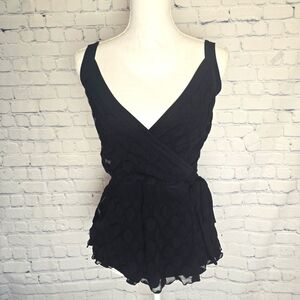 Guess Monochrome Textured Fabric Black Sleeveless Top S